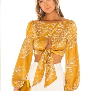 Camila Coelho Marcia Top in Gold Tropical